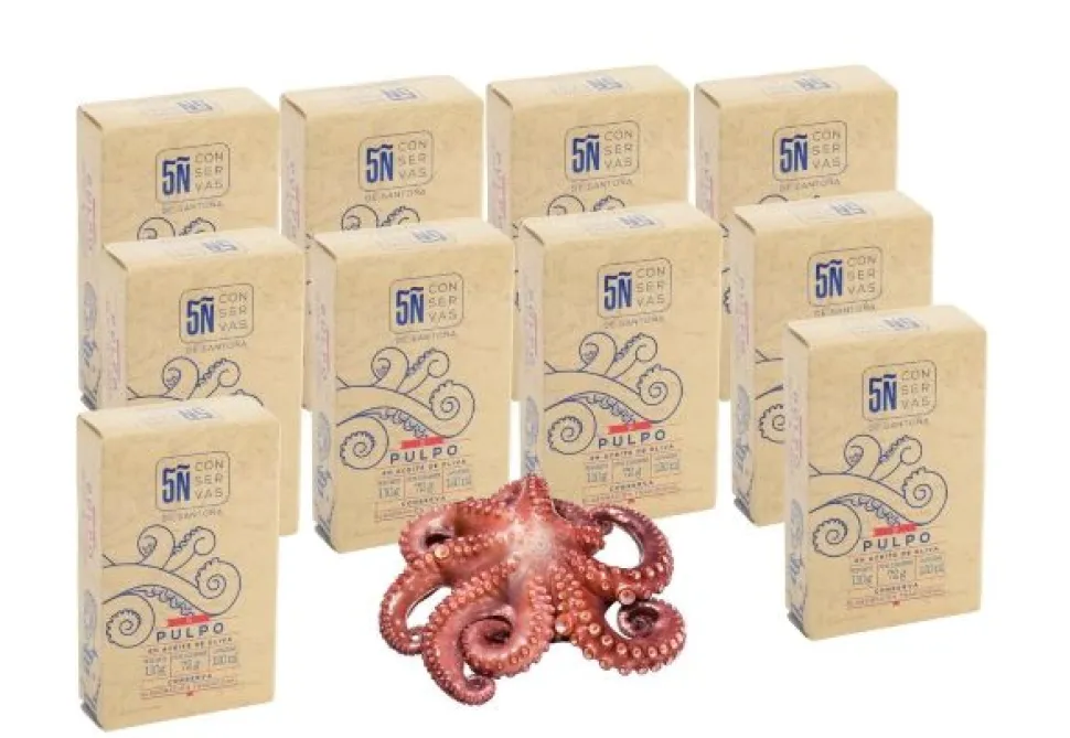 Pack de 10 latas de Pulpo en aceite de oliva 120 ML