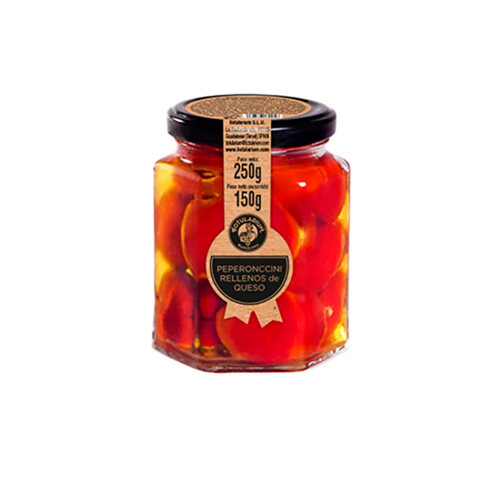 Discount Botularium Pack de Pepperoncini rellenos de queso. Pack de 2 tarros de 250 g