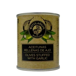 Pack 10 latitas minibar - Aceitun'as al limón 5x50 g y Aceitunas rellenas de ajo 5x50 g