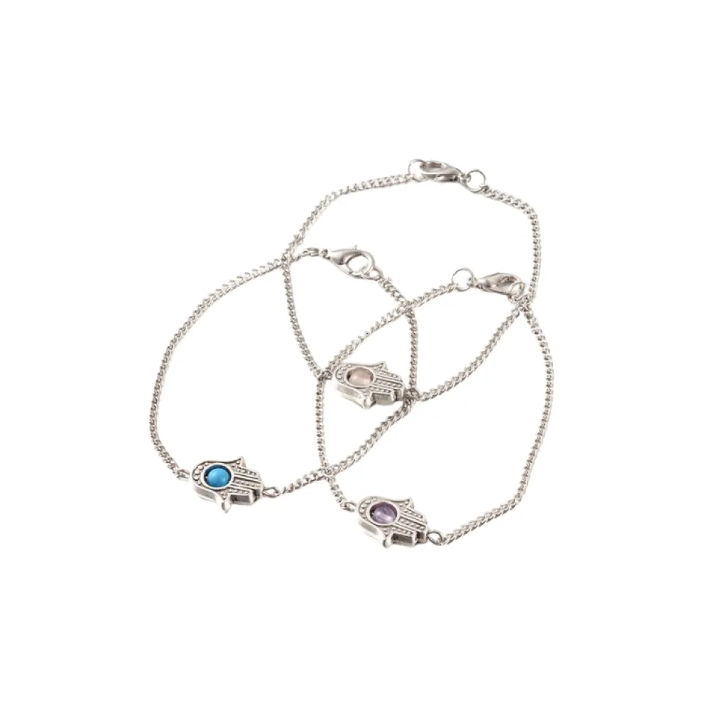 Clearance Creatulote Pack 3 pulseras hamsa de minerales surtidos 180 mm de longitud