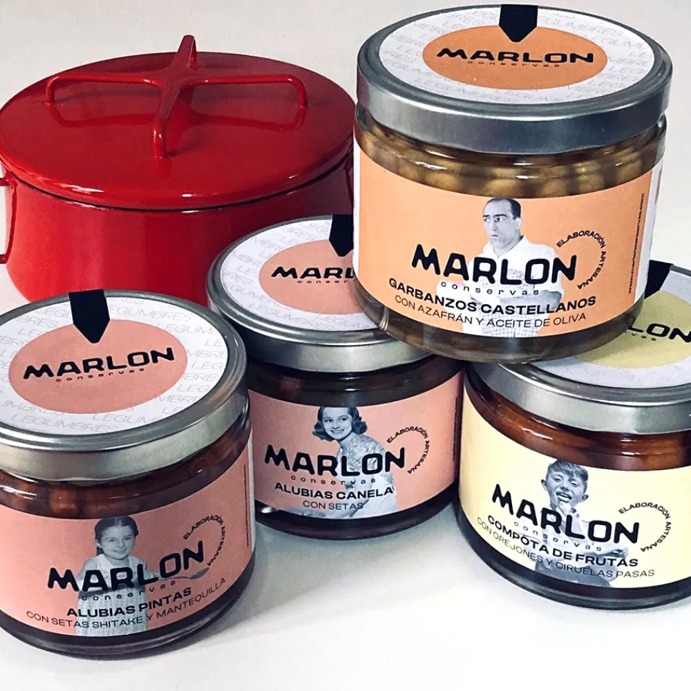 Hot MARLON conservas Pack 2 - SaborCollection - Garbanzos, Alubias y Compota - 4 unidades x 580 ml y 690 gr