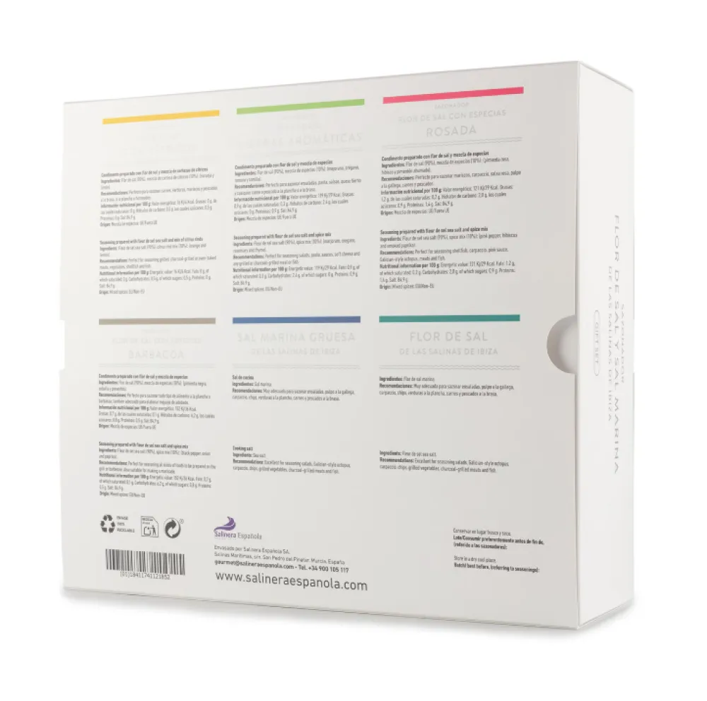 Best Ibéricos a Domicilio Gourmet Pack 6 Variedades Salinas de Ibiza - Estuche Gourmet de Flor de Sal y Sal Marina