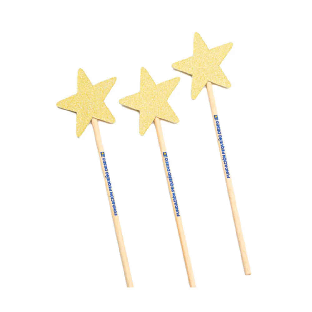 Pack 10 varitas estrella glitter dorada