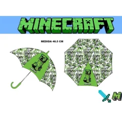 Best El Reino Friki Paraguas infantil automático Minecraft translúcido 48 cm y 78 cm diámetro