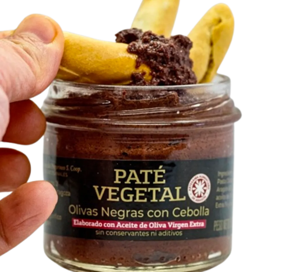 New La Conservera del Prepirineo Paté Vegetal de Olivas de Aragón con Cebolla - Pack 4 unidades