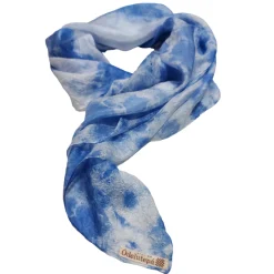 Odelutepa Pañuelo de seda natural efecto arrugado Nubes Azul 90x90 cm