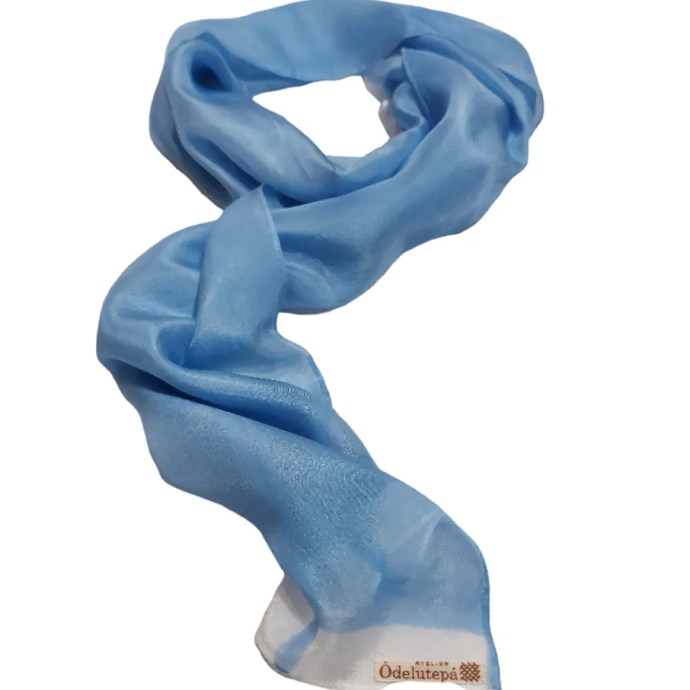 Clearance Odelutepa Pañuelo de seda natural Margen Azul 165x45 cm