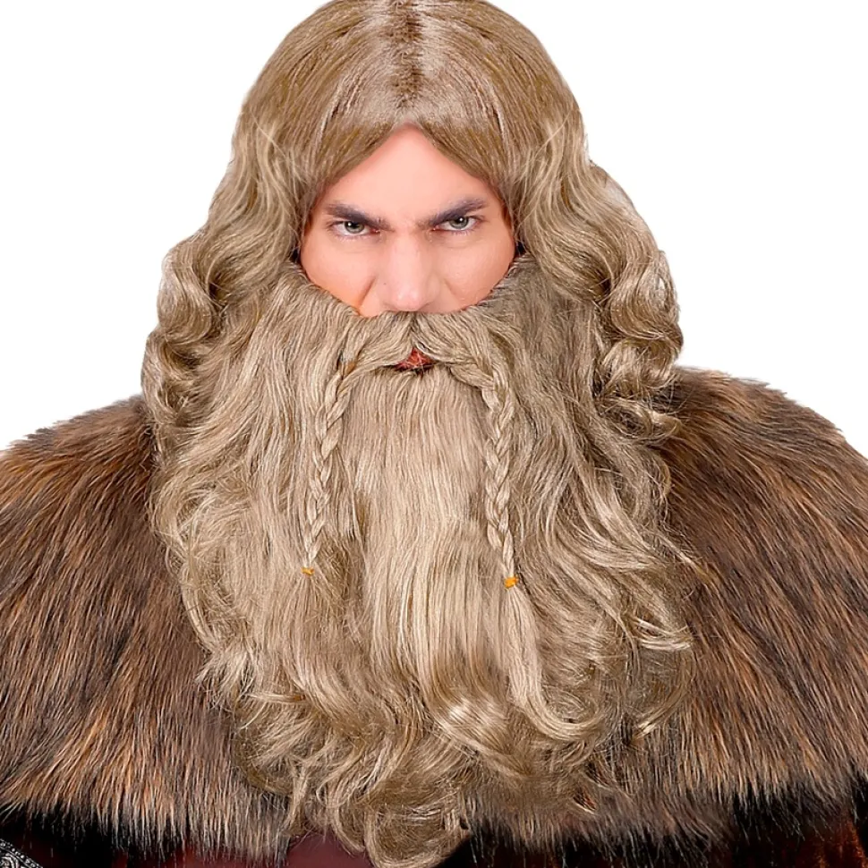 Peluca vikinga con barba y bigote