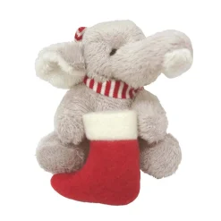 Peluche pequeño elefante Navidad bota Papa Noel bufanda rayas rojas blancas
