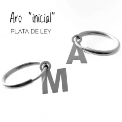 Best Pendiente Aro Con Cualquier Inicial De Plata De Ley (Medio Par)