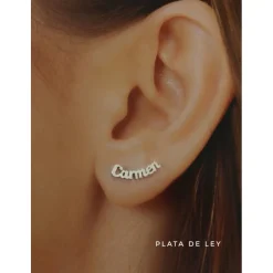 Pendiente (1) Plata De Ley Personalizado (Con Cualquier Nombre)