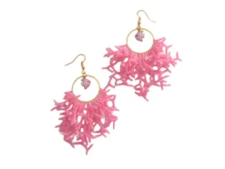 Pendientes acero con coral de rocallas y pez