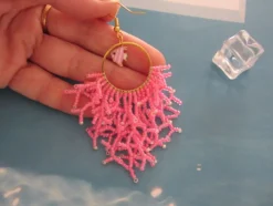 Pendientes acero con coral de rocallas y pez