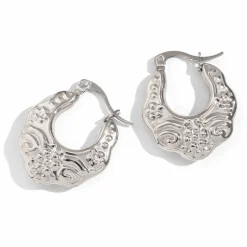 Pendientes Aro Acero Inoxidable diseño de flores