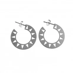 Clearance Pendientes Aro De Plata Con Triángulos Calados 23 Mm.
