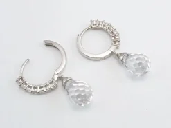 Online Pendientes Aro De Plata De Ley Rodiada Con Circonita Blanca