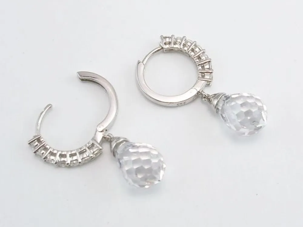 Online Pendientes Aro De Plata De Ley Rodiada Con Circonita Blanca