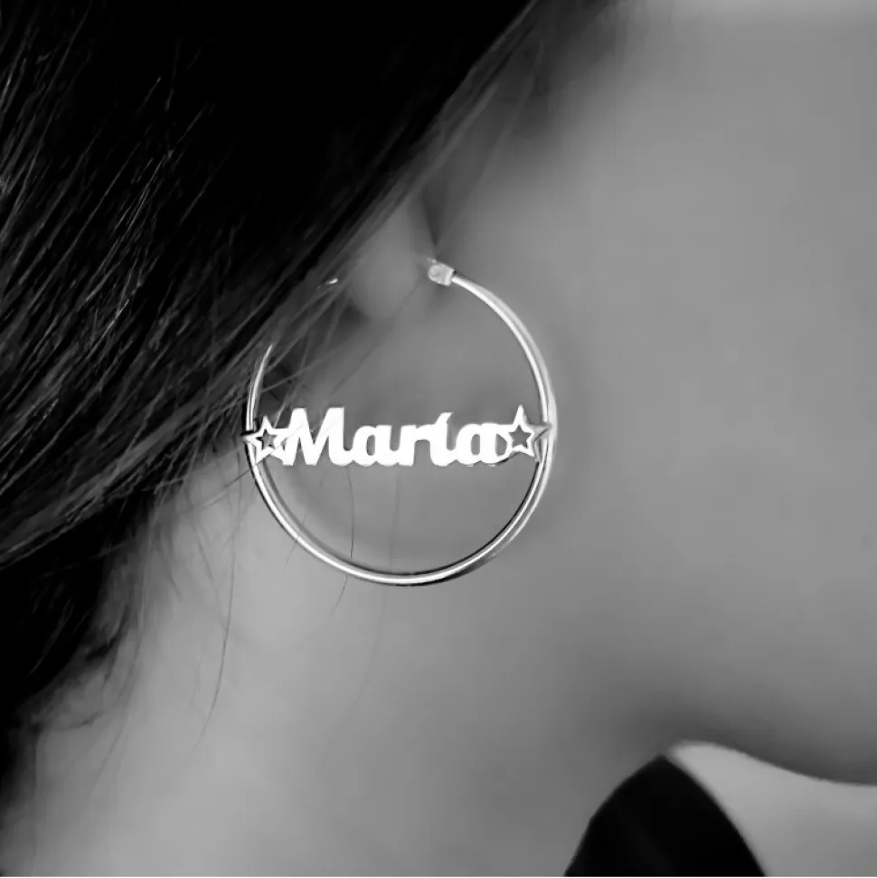 Pendientes Aros 35 Mm. De Plata De Ley Personalizados