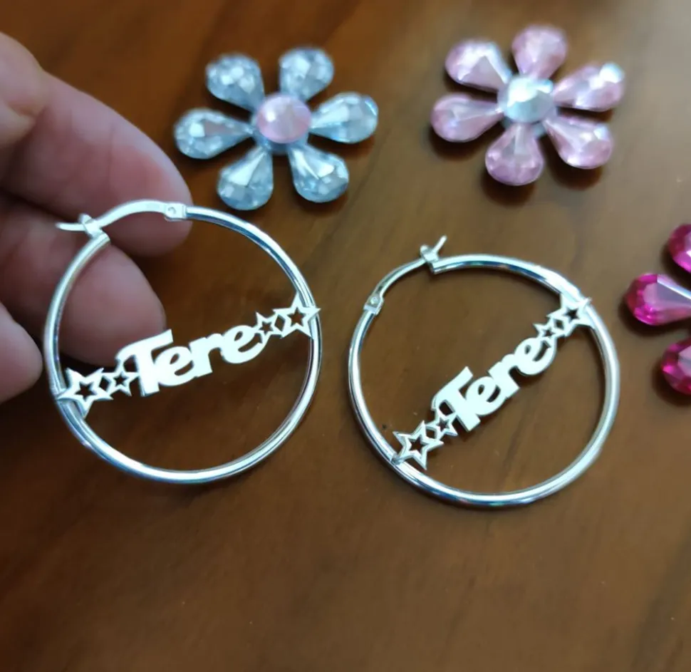Pendientes Aros 35 Mm. De Plata De Ley Personalizados
