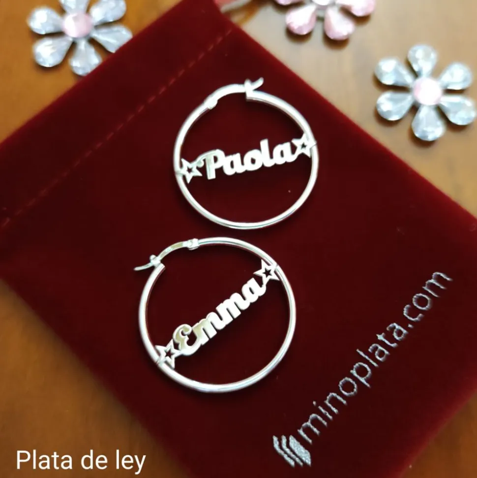 Pendientes Aros 35 Mm. De Plata De Ley Personalizados