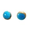 Discount Cerámica Artística Onda Pendientes Azul/ Oro