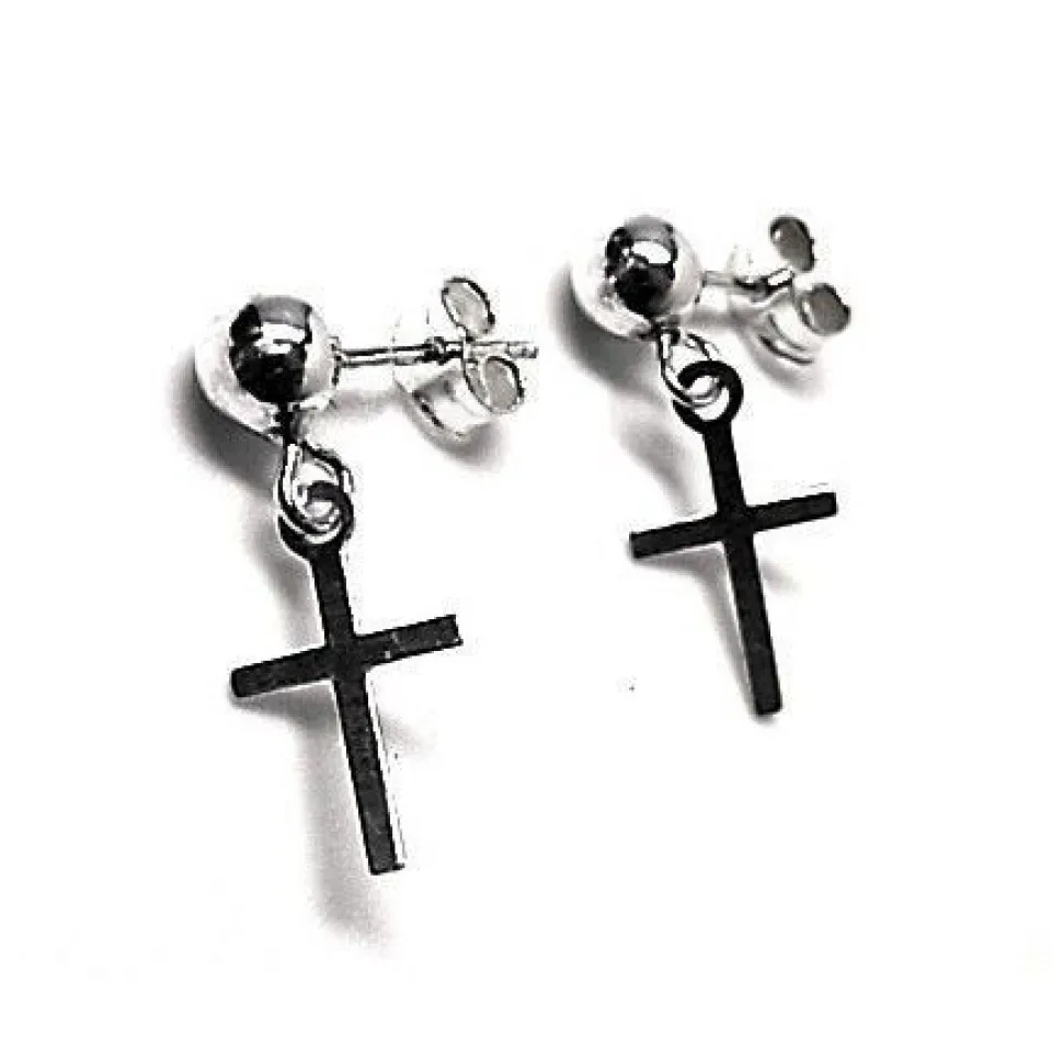Pendientes Bola 5 Mm.con Cruz De Plata
