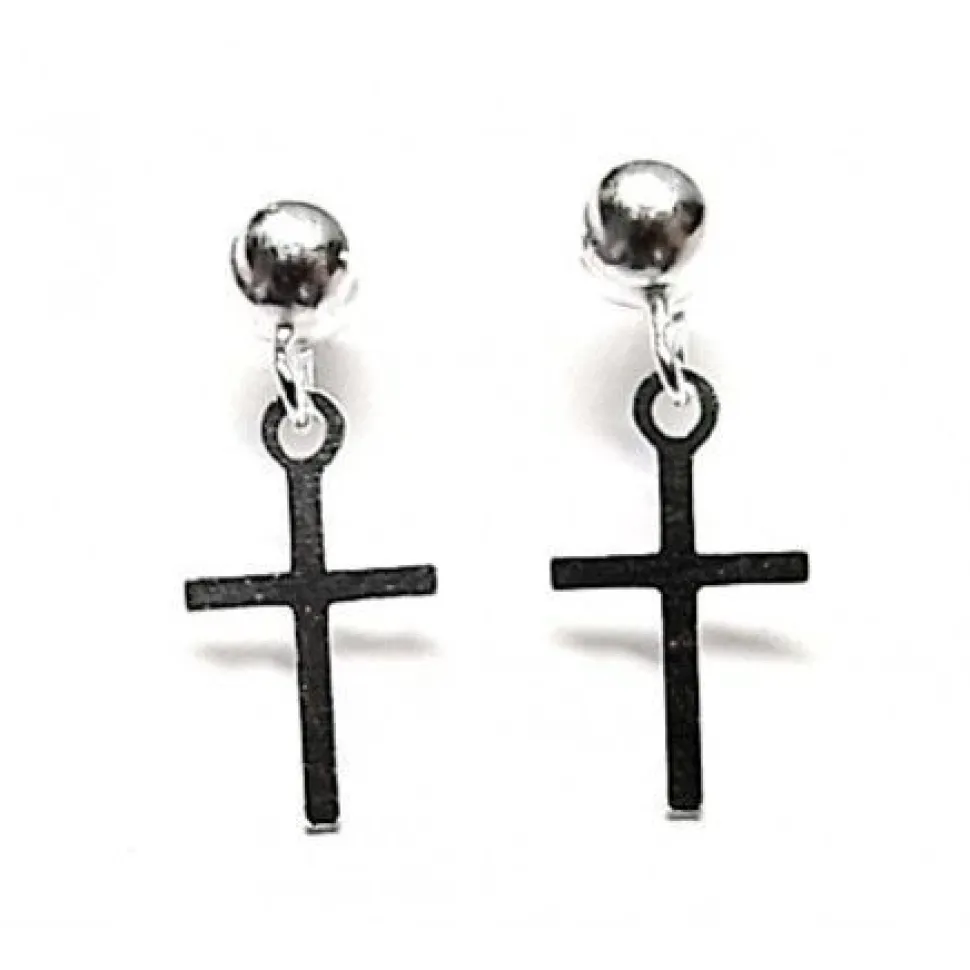 Pendientes Bola 5 Mm.con Cruz De Plata