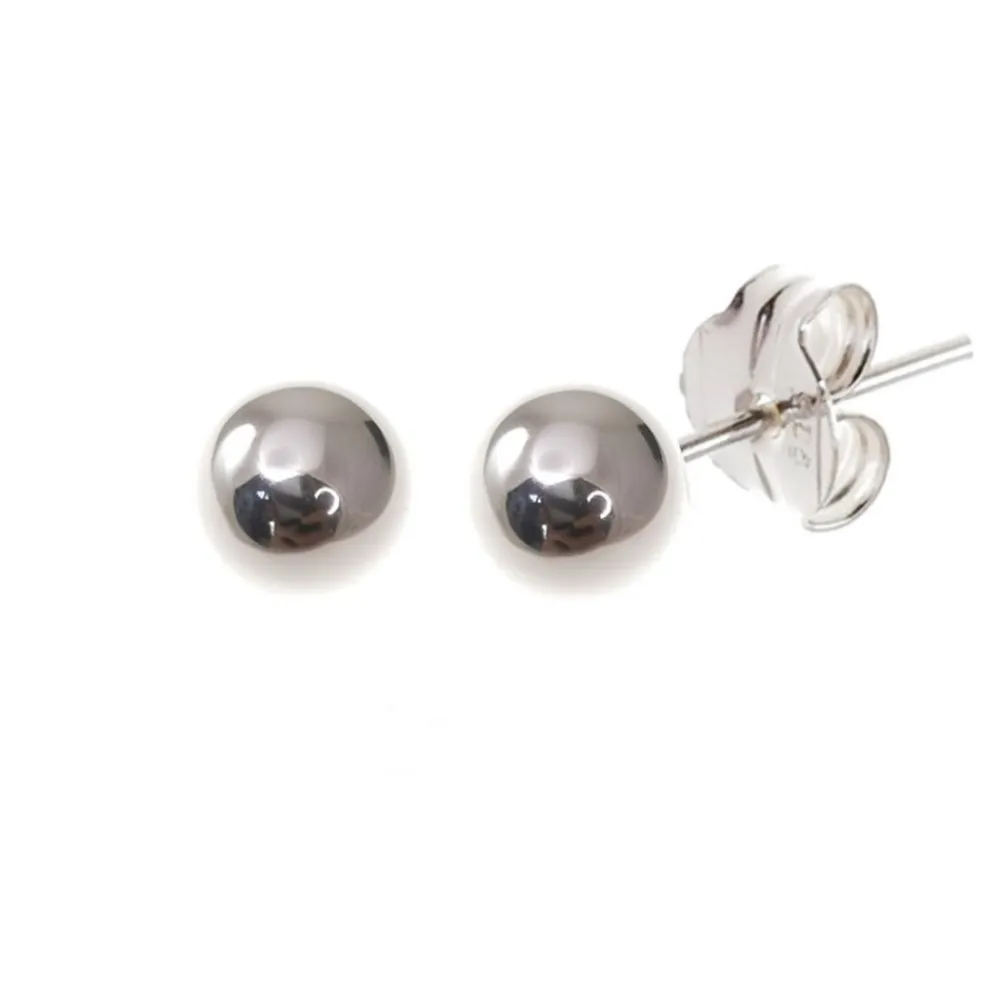 Clearance Pendientes Bolas Lisas De Plata De Ley 8 Mm.