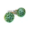 Pendientes Bolita 8 Mm.cristales Verdes Y Plata De Ley
