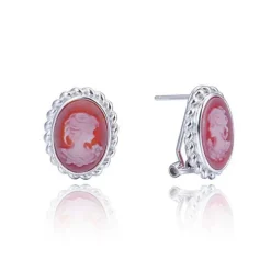 Hot Pendientes Camafeo De Plata De Ley Con Cierre Omega