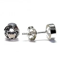 Sale Pendientes Chatón De Plata Y Circonitas 6 Mm.
