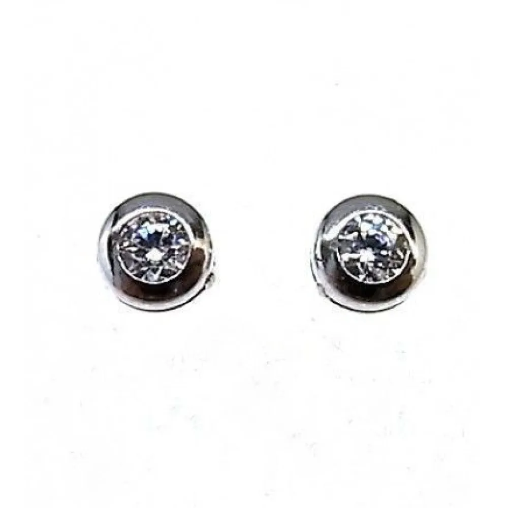 Clearance Pendientes Chaton De Plata Con Circonita 4 Mm. Para Bebés