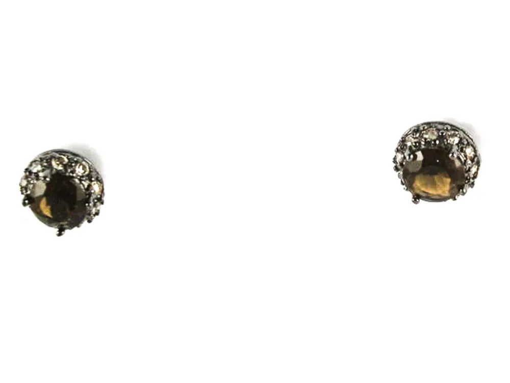 Discount Pendientes Circonitas Coffee En Plata De Ley Y Rodio Negro