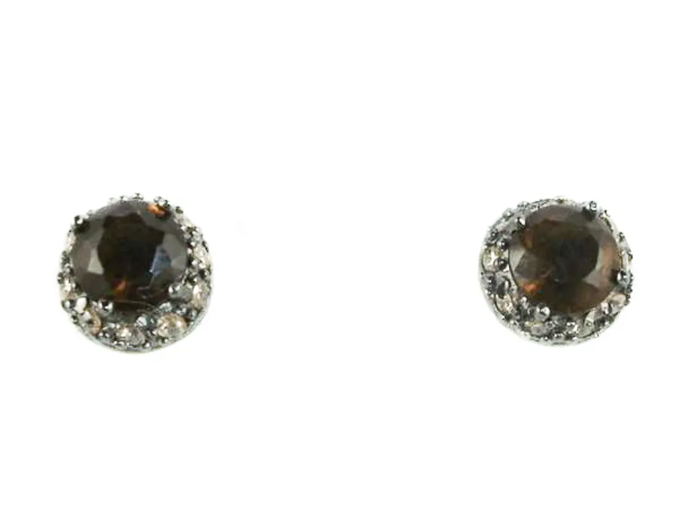 Discount Pendientes Circonitas Coffee En Plata De Ley Y Rodio Negro