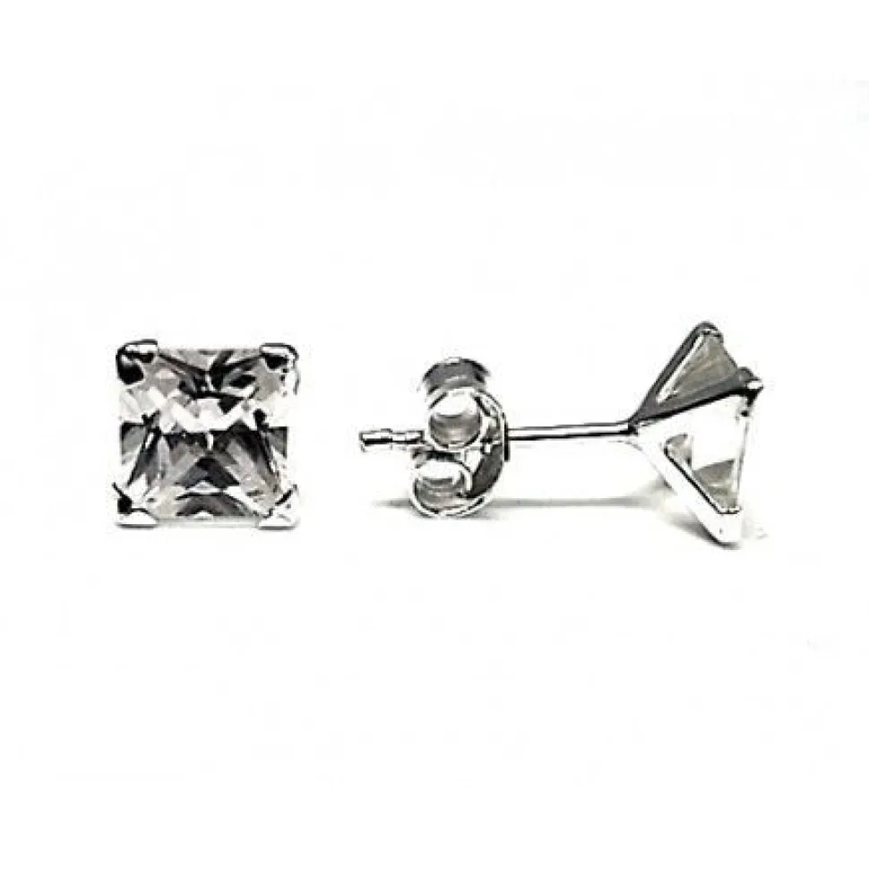 Pendientes Circonitas Y Plata De Ley 6X6