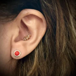 Pendientes Coral Filo De Plata De Ley 5 Mm.