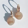 Pendientes Cristal Mineral Terracota. Acero Oro