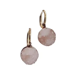 Pendientes Cristal Mineral Terracota. Acero Oro