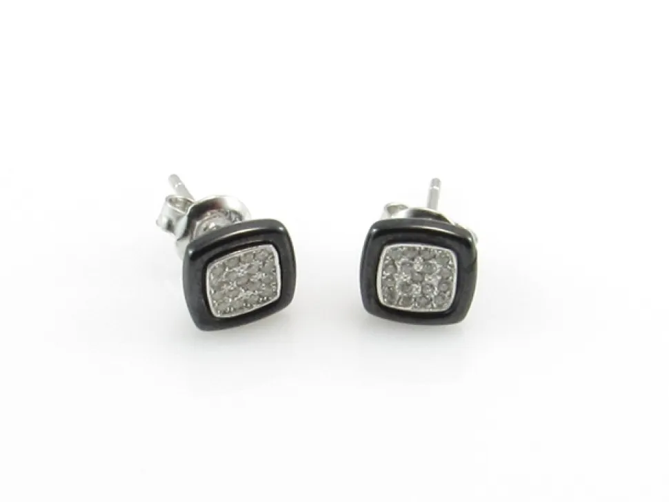 Pendientes Cuadrados De Plata Y Circonitas Micro