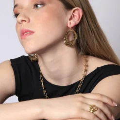 Pendientes de Acero diseño martillado