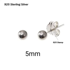 Pendientes De Bola 5 Mm. En Plata De Ley