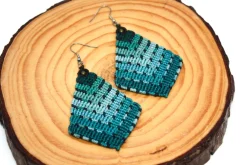 Discount Reychel Art Pendientes de macramé con degradado azul