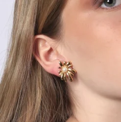 Pendientes de mujer en acero inoxidable diseño flor