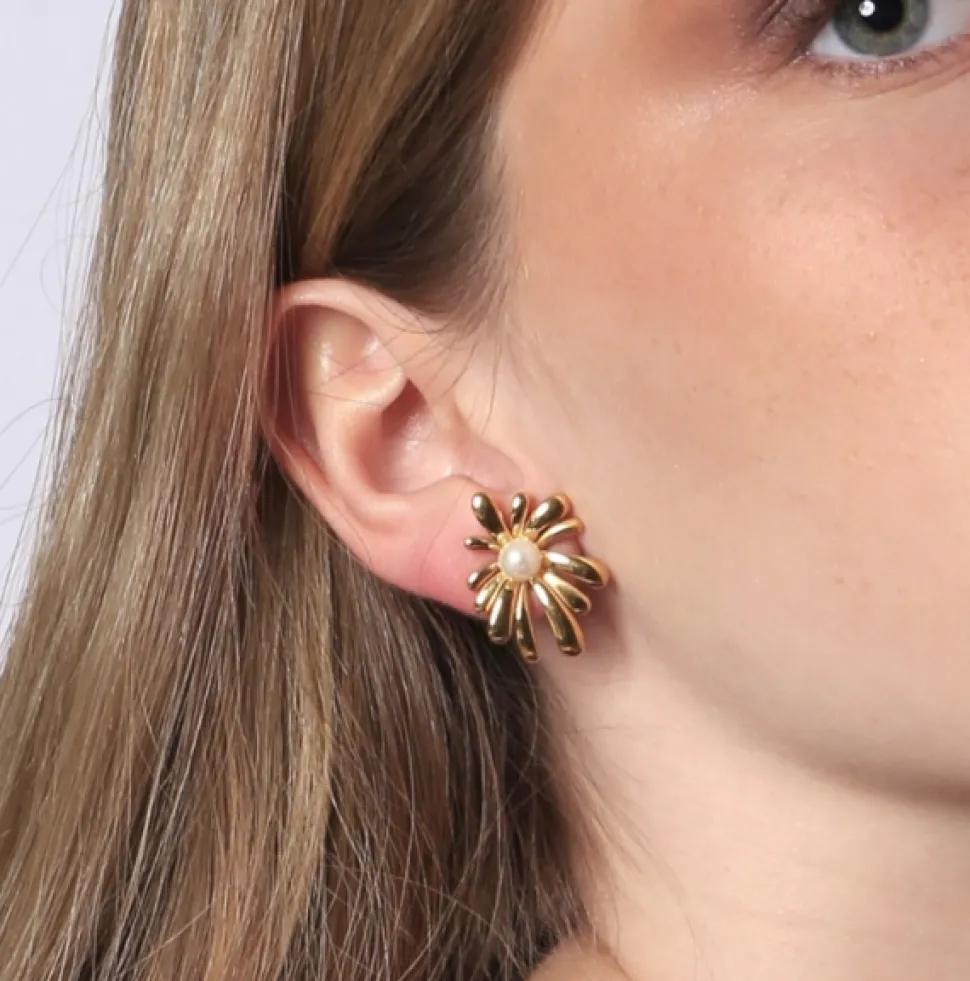 Pendientes de mujer en acero inoxidable diseño flor