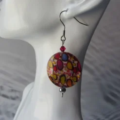 Pendientes de nácar estampado y swarovski
