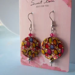 Pendientes de nácar estampado y swarovski