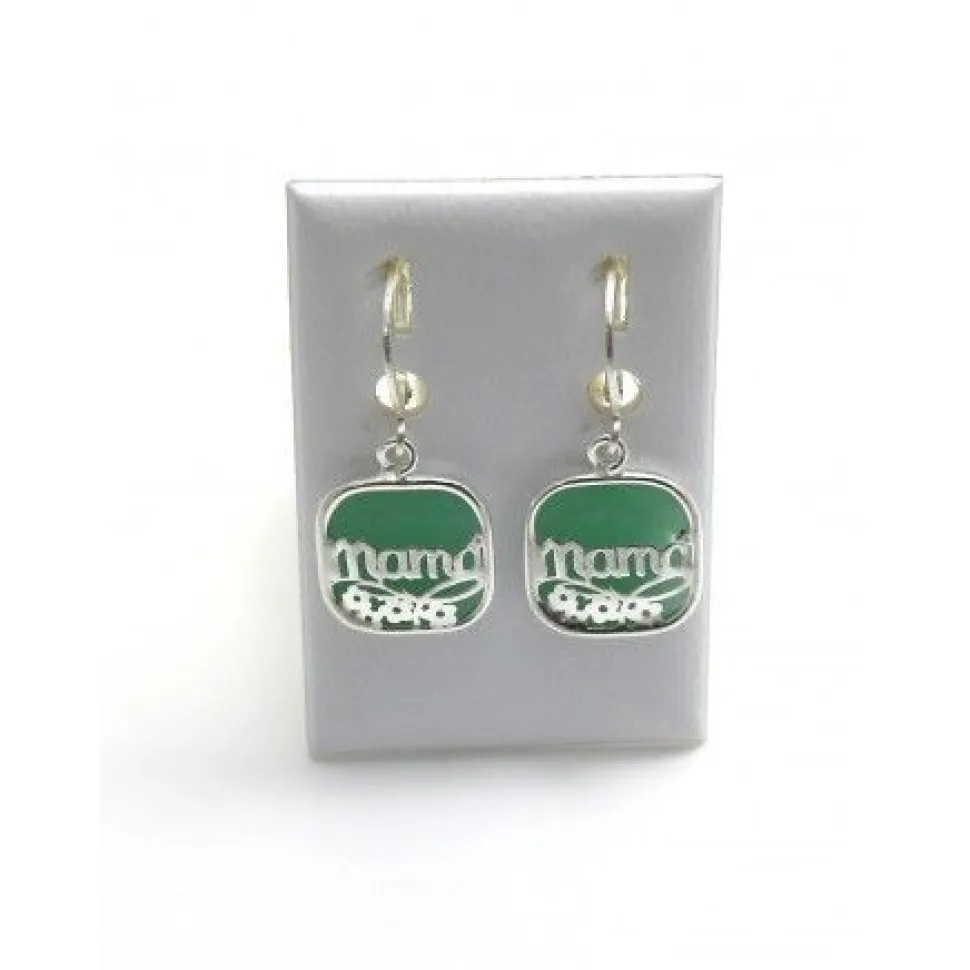 Pendientes De Plata Calada Y Piedra Mamá