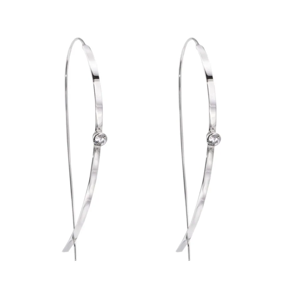 Clearance Pendientes De Plata Con Circonita Blanca