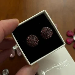Pendientes De Plata Con Cristal 12 Mm. Berenjena