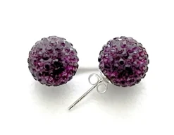 Pendientes De Plata Con Cristal 12 Mm. Berenjena